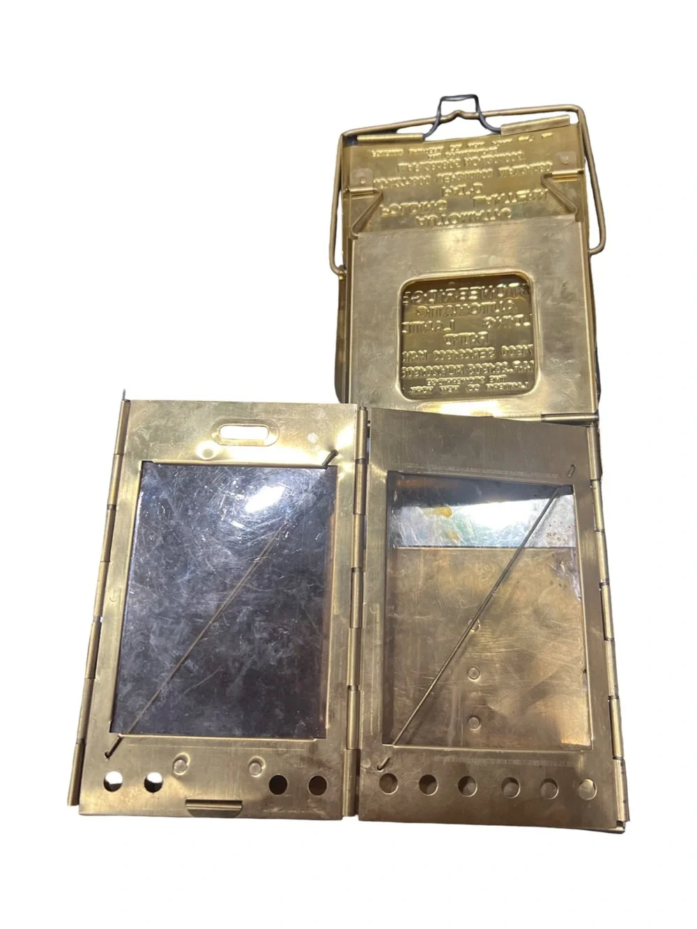 Vintage Stonebridge NYC Folding Brass  Candle Lantern w/ Mica Windows, 1900's